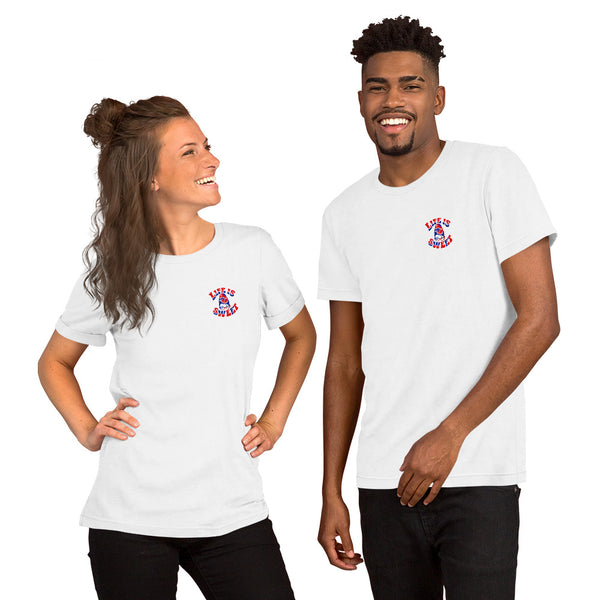 Share the Buzz Tee.  Red White and Blue
