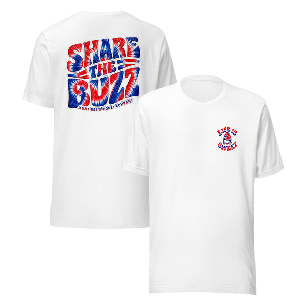 Share the Buzz Tee.  Red White and Blue